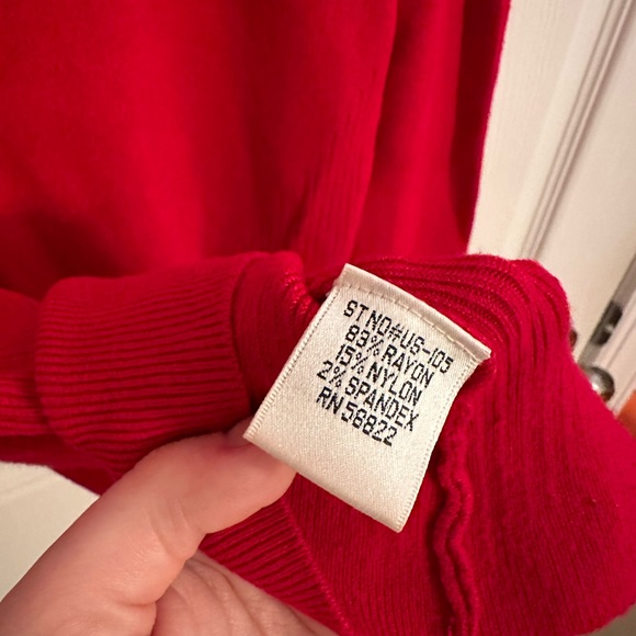 Max Studio Red Collar Sweater Top - Picture 6 of 7